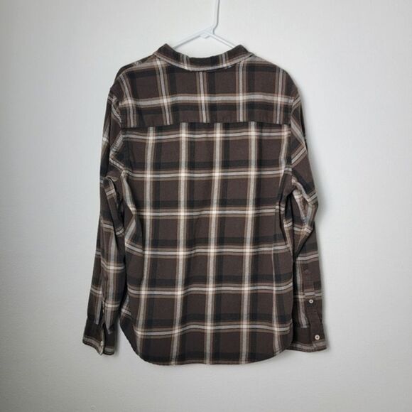 Aeropostale Brown Long Sleeve Relaxed Vintage Wash Plaid Flannel Shirt Medium - Picture 5 of 7